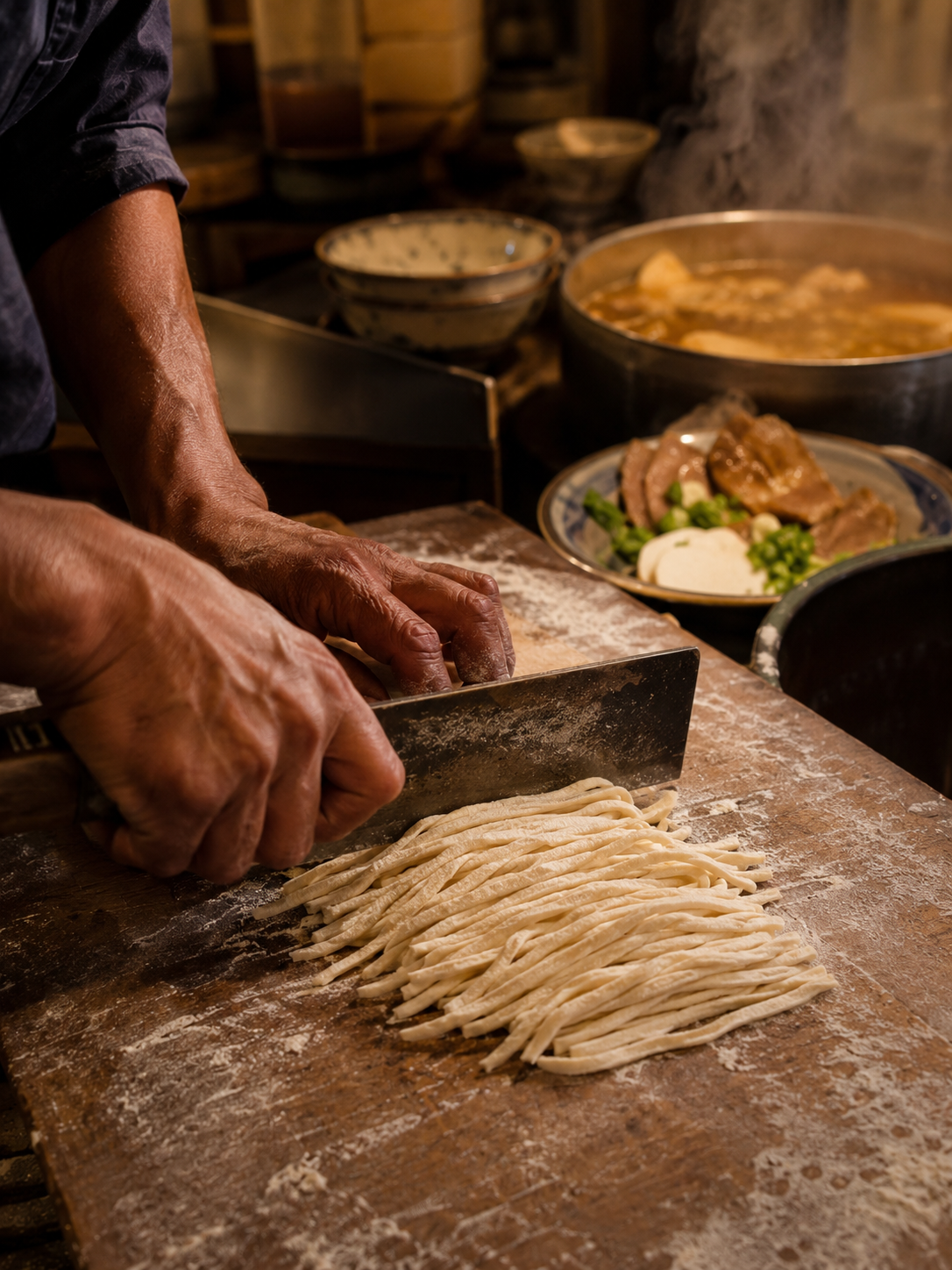 手打ちの沖縄そば麺